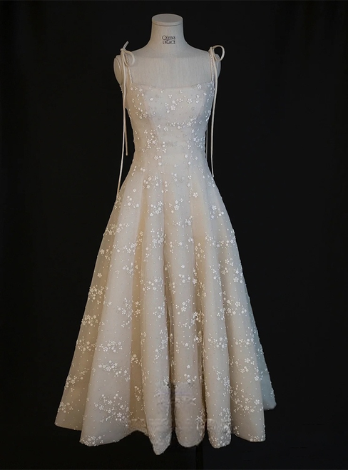 Ivory Spaghetti Straps Short Prom Dress