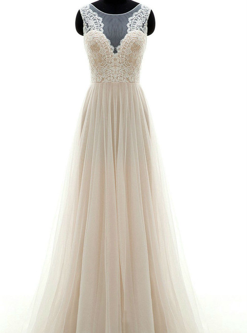 Sexy Illusion Wedding Dress 2018 A Line Bohemian Wedding Dresses