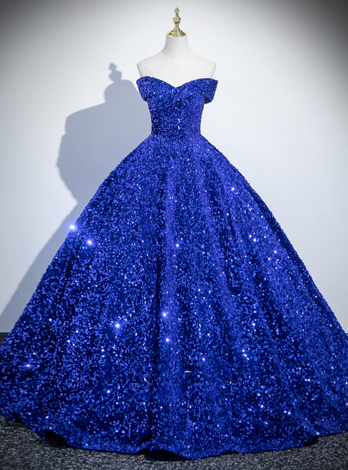 Royal Blue Sequins Off the Shoulder Quinceanera Dress Royal Blue Sequins Off the Shoulder Quinceanera Dress
