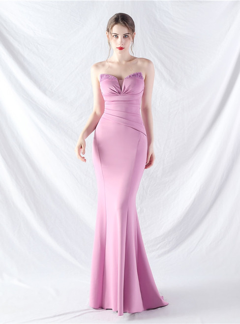 In Stock:Ship in 48 Hours Purple Mermaid Pleats Beading Party Dress