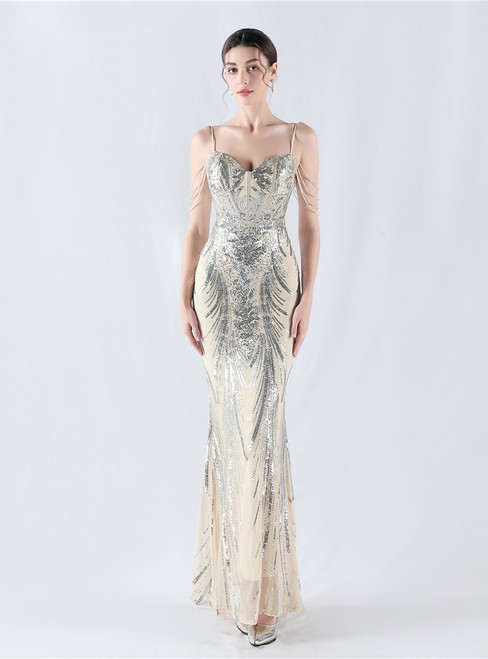 In Stock:Ship in 48 Hours Straps Beading Sequins Party Dress