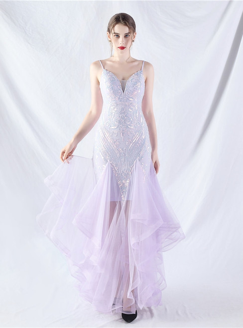 In Stock:Ship in 48 Hours Purple Sequins Tulle Party Dress