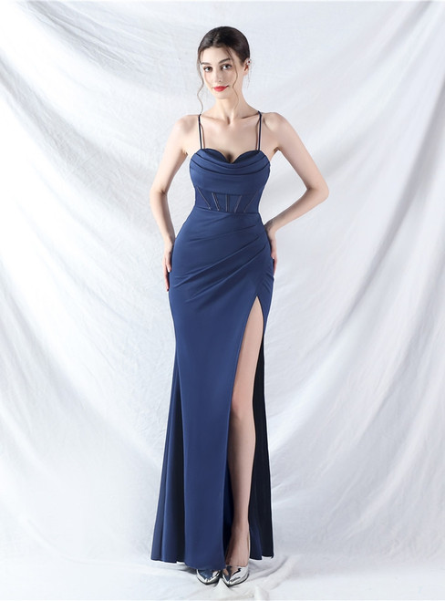 In Stock:Ship in 48 Hours Straps Split Pleats Party Dress