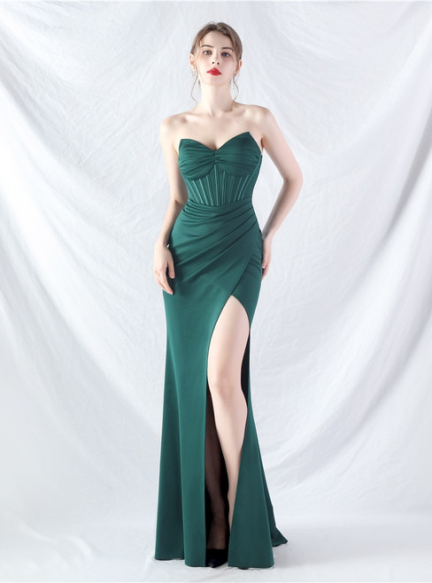 In Stock:Ship in 48 Hours Green Mermaid Pleats Party Dress