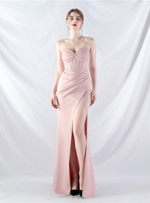 In Stock:Ship in 48 Hours Pink Mermaid Pleats Party Dress