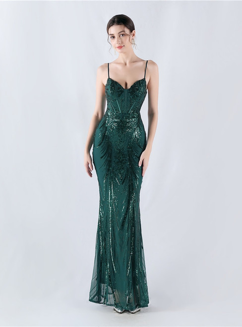 In Stock:Ship in 48 Hours Green Sequins Mermaid Party Dress