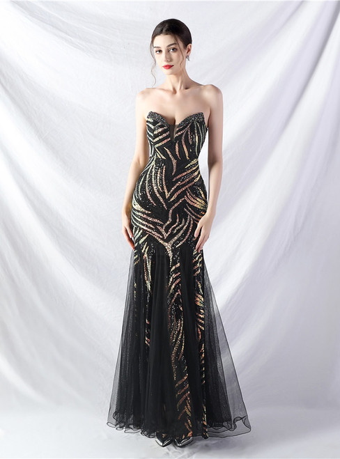 In Stock:Ship in 48 Hours Amazing Black Sequins Beading Party Dress