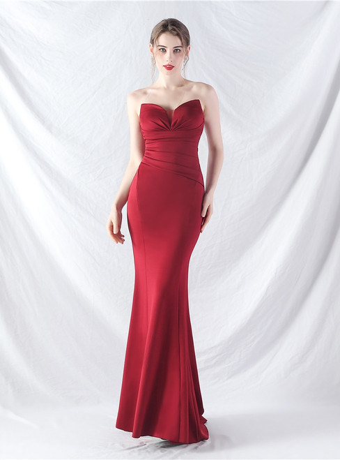 In Stock:Ship in 48 Hours Mermaid Pleats Strapless Party Dress