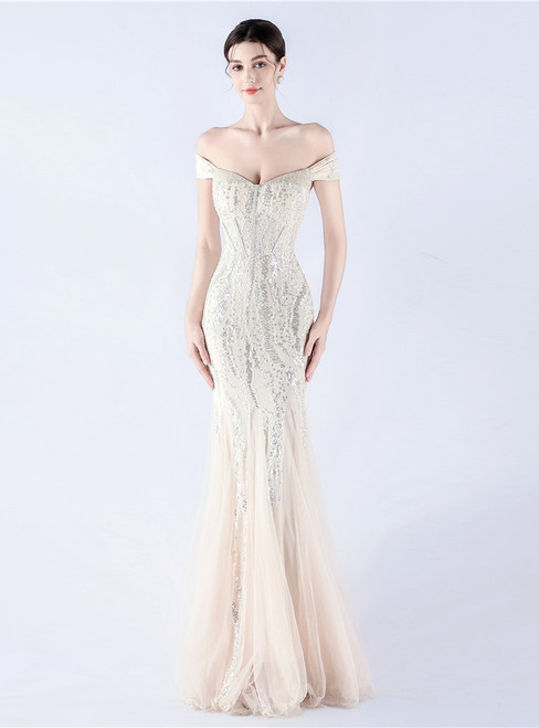 In Stock:Ship in 48 Hours Casual Apricot Sequins Beading Party Dress