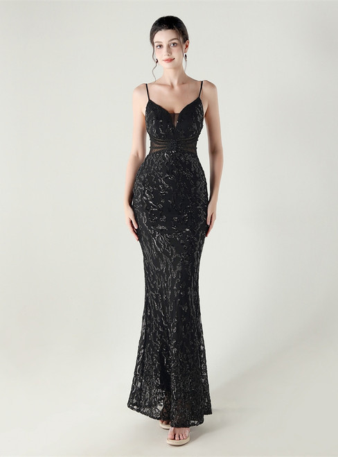 In Stock:Ship in 48 Hours New arrivals Black Mermaid Sequins Beading Party Dress