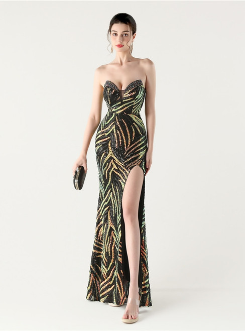 In Stock:Ship in 48 Hours Trendy Black Mermaid Sequins Beading Party Dress