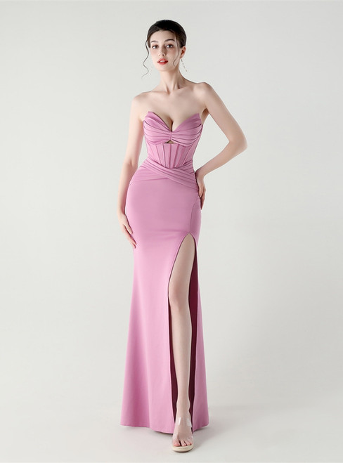 In Stock:Ship in 48 Hours Lavender Mermaid Straps Pleats Party Dress