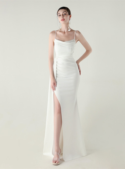In Stock:Ship in 48 Hours Noble White Spaghetti Straps Party Dress