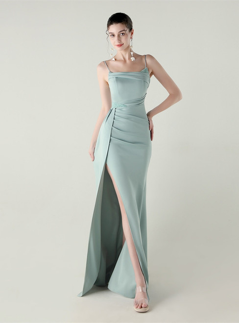 In Stock:Ship in 48 Hours Lake Green Spaghetti Straps Party Dress