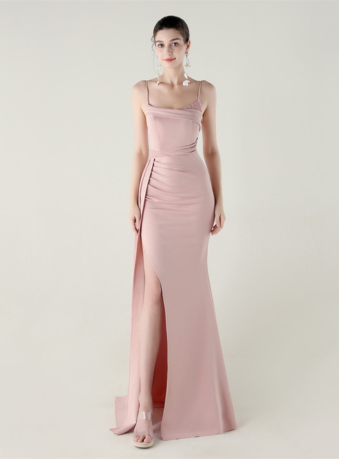 In Stock:Ship in 48 Hours New Pink Spaghetti Straps Party Dress