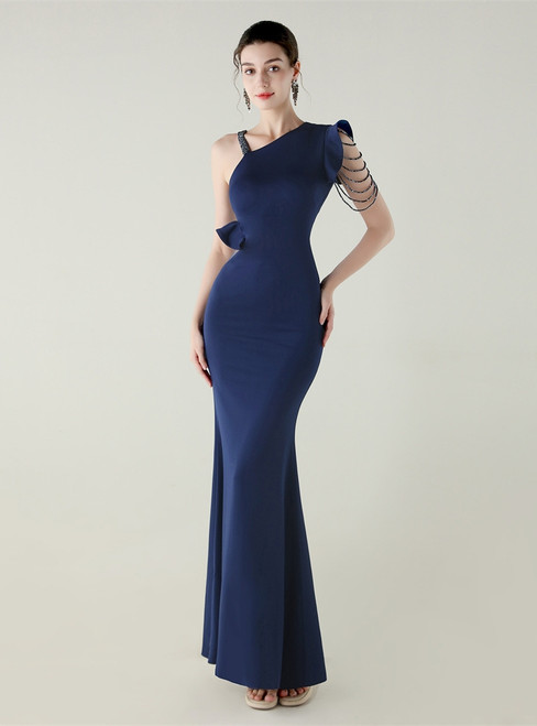 In Stock:Ship in 48 Hours Irregular Neck Beading Party Dress