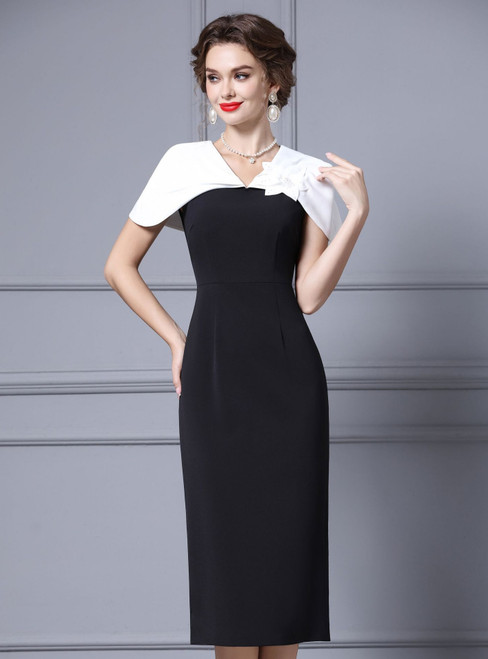 Simple Black V-neck Beading Mother Of The Bride Dress