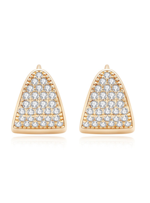 Retro Copper-plated Zircon Triangle Earrings