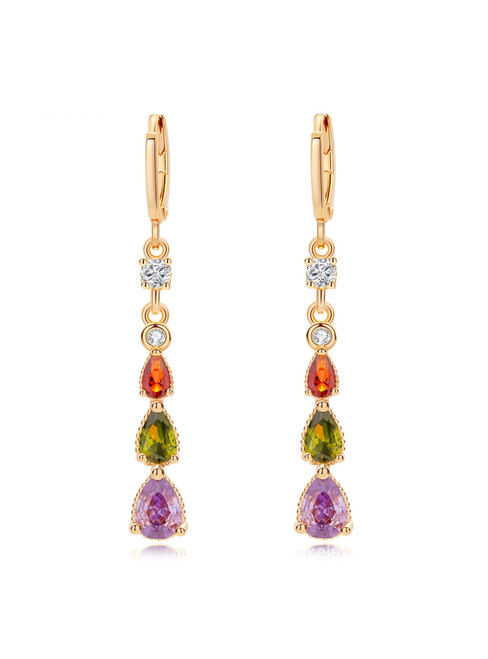Copper-plated Zircon Drop Earrings