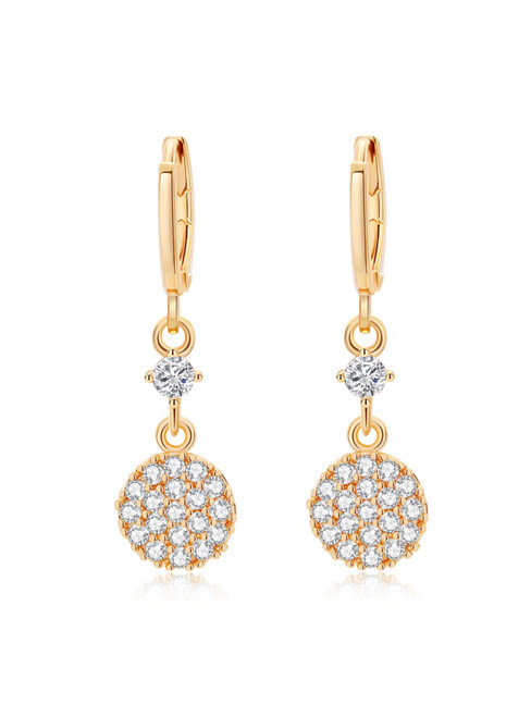 Copper-plated Zircon Round Retro Round Zircon Earrings