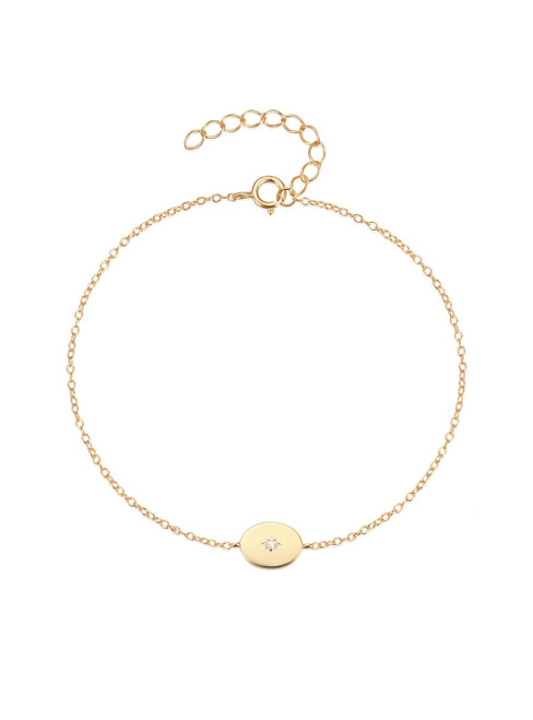 S925 Sterling Silver Diamond-encrusted Round Bracelet