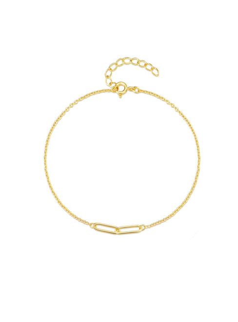 S925 Sterling Silver Paper Clip Ring Bracelet