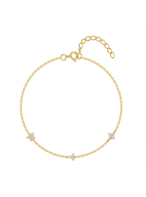 S925 Sterling Silver Petal Diamond Bracelet