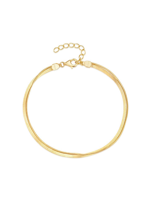 925 Sterling Silver Double Snake Bone Chain Bracelet