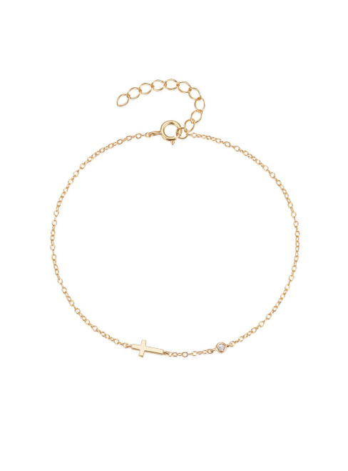 925 Sterling Silver Cross Studded Ladies Bracelet