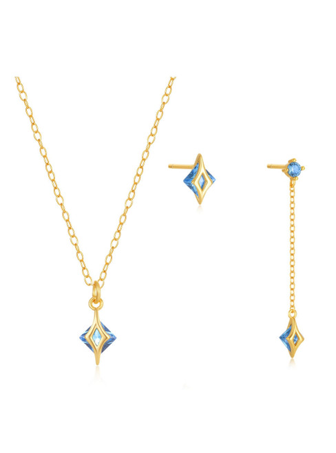 S925 Sterling Silver Four-star Blue Zircon Suit