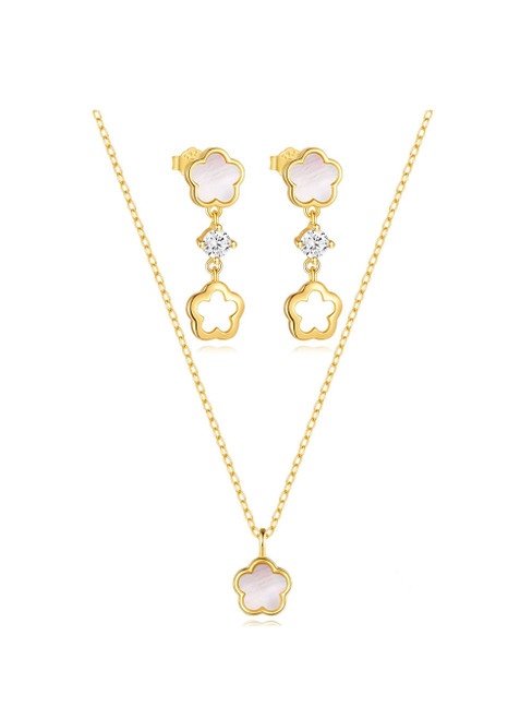 S925 Sterling Silver Petal Diamond Set