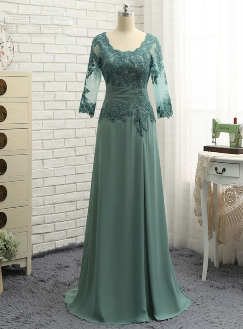 A-line V-neck Plus Size Green 2017 Mother Of The Bride Dresses