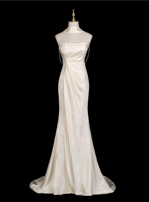 Ivory Mermaid Strapless Beading Prom Dress