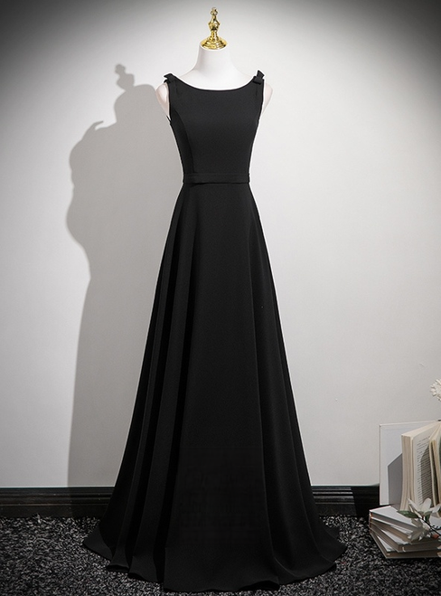 Simple Black Sleeveless Prom Dress