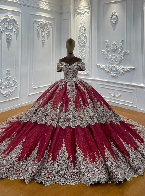 Sequins Off the Shoulder Appliques Wedding Dress