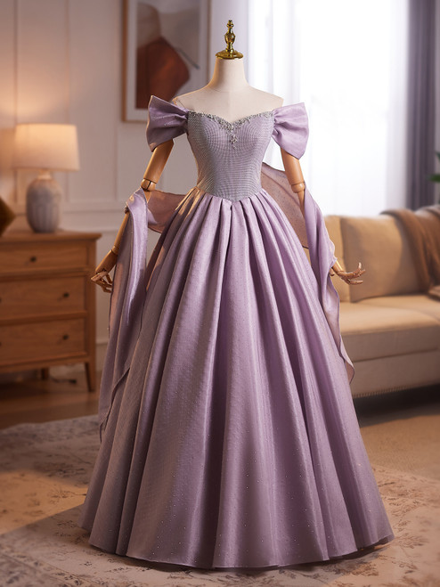 Purple Off the Shoulder Beading Quinceanera Dress