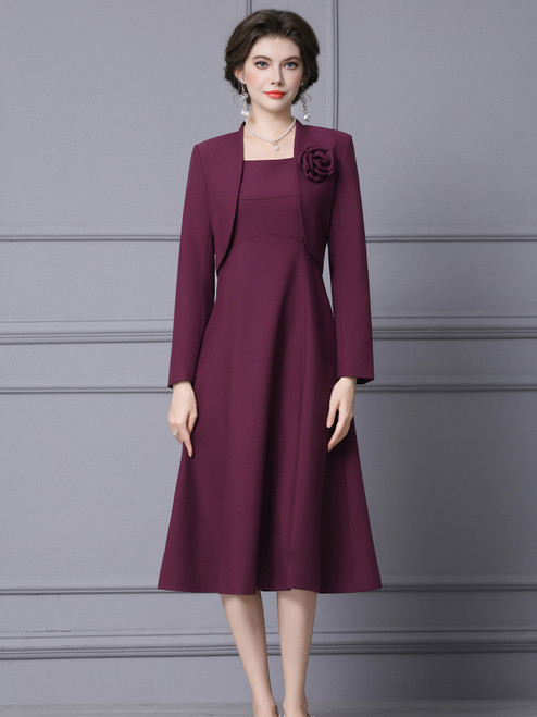 Cherry Red Sleeve Mother Of The Bride Dress 