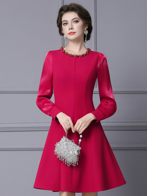 Long Sleeve Beading Sequins Mother Of The Bride Dress