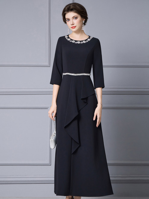 Noble Black Scoop Neck Beading Mother Of The Bride Dress