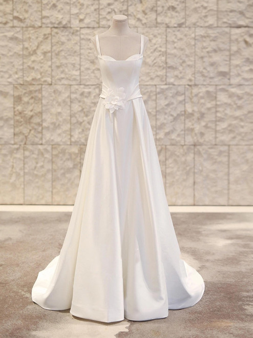 White Straps Flower Wedding Dress