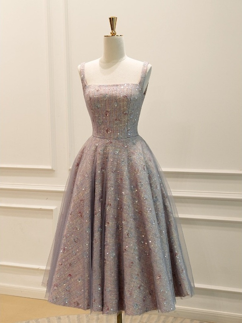 Pink Tulle Sequins Beading Short Prom Dress