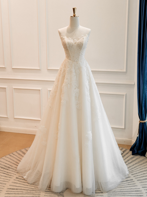 Tulle Lace Appliques Off the Shoulder Wedding Dress