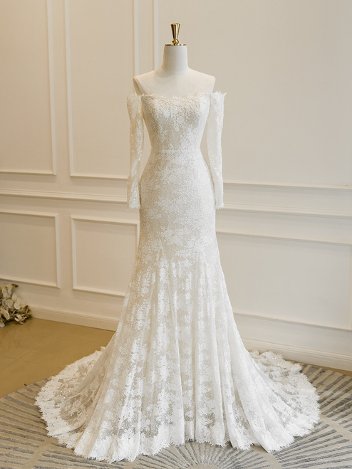 Mermaid Lace Long Sleeve Wedding Dress