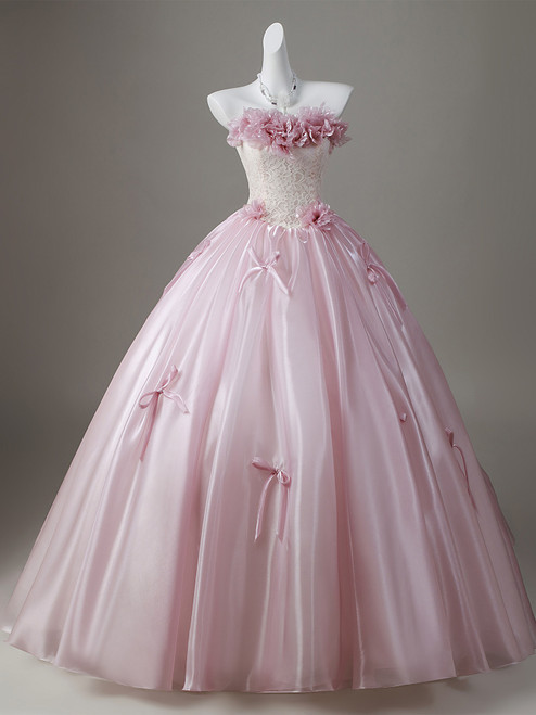 Pink Strapless Appliques Quinceanera Dress