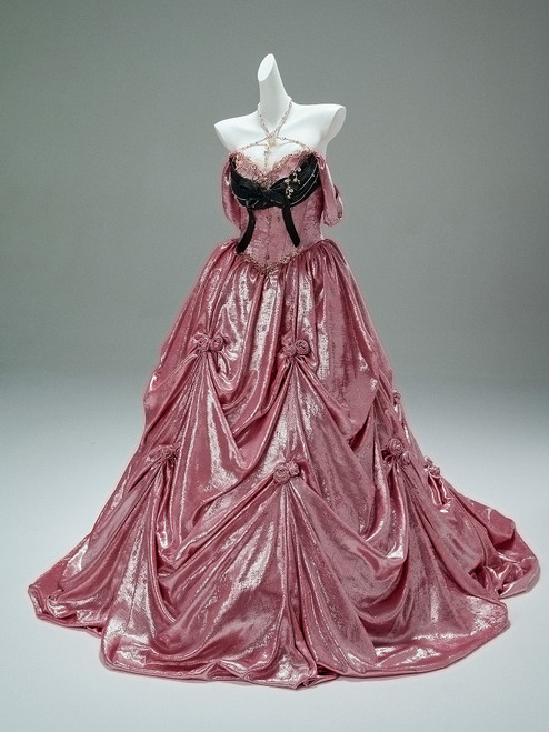 Pink Halter Beading Flower Prom Dress