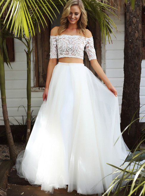 Boat Neck Half Sleeve Elegant New Fashion Bridal Gowns