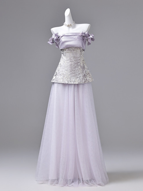 Purple Tulle Off the Shoulder Prom Dress