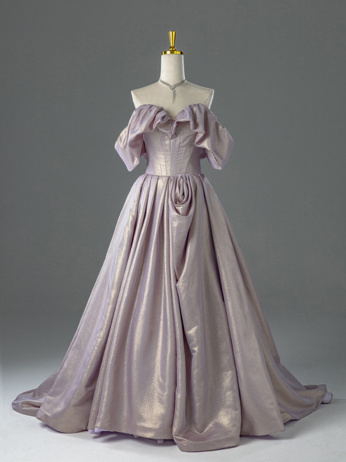 Pink Off The Shoulder Prom Dress