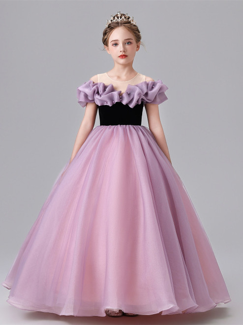 Pink Purple Tulle Flower Girl Dress