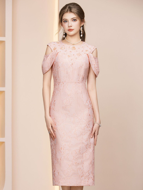 Pink Flower Mother Of The Bride Dress